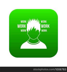 Man and work words icon digital green for any design isolated on white vector illustration. Man and work words icon digital green