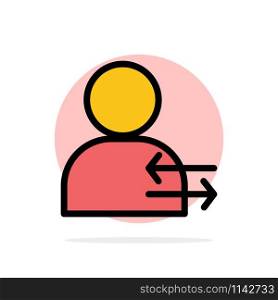 Man, Arrow, Left, Right Abstract Circle Background Flat color Icon