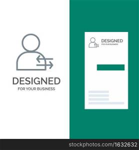 Man, Arrow, Left, Right Grey Logo Design and Business Card Template