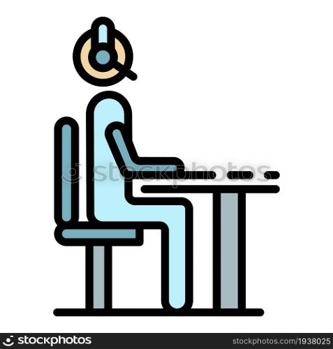 Man at call center office icon. Outline man at call center office vector icon color flat isolated. Man at call center office icon color outline vector