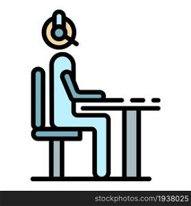 Man at call center office icon. Outline man at call center office vector icon color flat isolated. Man at call center office icon color outline vector