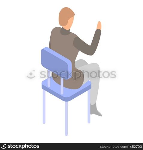 Man at chair icon. Isometric of man at chair vector icon for web design isolated on white background. Man at chair icon, isometric style