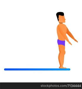 Man at diving board icon. Cartoon of man at diving board vector icon for web design isolated on white background. Man at diving board icon, cartoon style