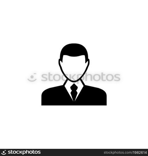 Man Avatar, Male User. Flat Vector Icon illustration. Simple black symbol on white background. Man Avatar, Male User sign design template for web and mobile UI element. Man Avatar, Male User Flat Vector Icon