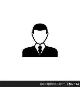 Man Avatar, Male User. Flat Vector Icon illustration. Simple black symbol on white background. Man Avatar, Male User sign design template for web and mobile UI element. Man Avatar, Male User Flat Vector Icon