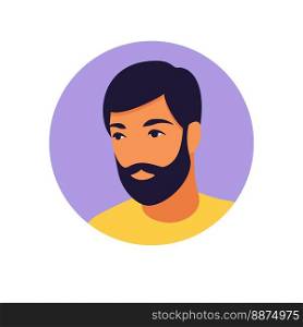Man avatar, portrait of a young man in retro style. Portrait of a man. Minimalist. Flat. Vector illustration