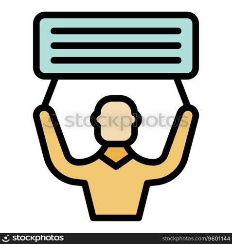 Man banner icon outline vector. Hero obstacle. Self career color flat. Man banner icon vector flat