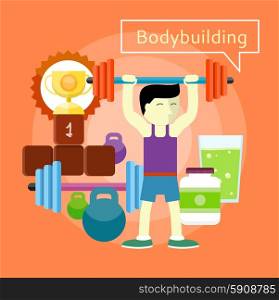Man beginner bodybuilder. Bodybuilding concept. Can be used for web banners, marketing and promotional materials, presentation templates