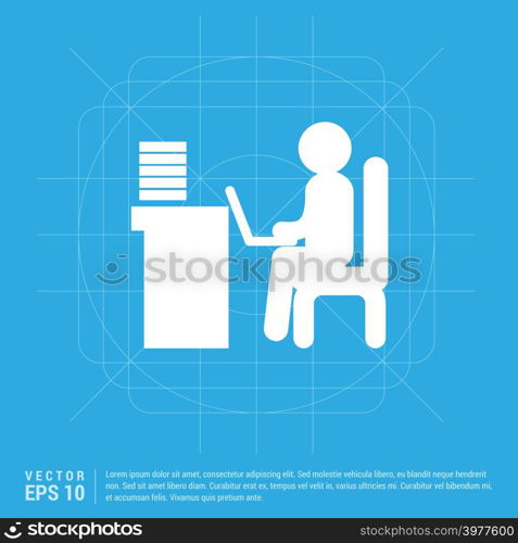 Man behind the computer desk Icon