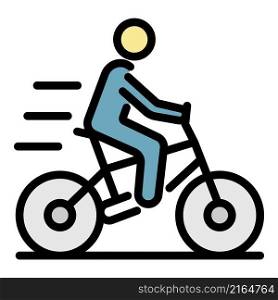 Man bicycle icon. Outline man bicycle vector icon color flat isolated. Man bicycle icon color outline vector