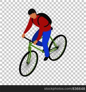 Man bike delivery icon. Isometric of man bike delivery vector icon for on transparent background. Man bike delivery icon, isometric style