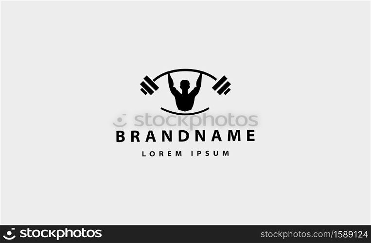 Man bodybuild fitness logo design vector