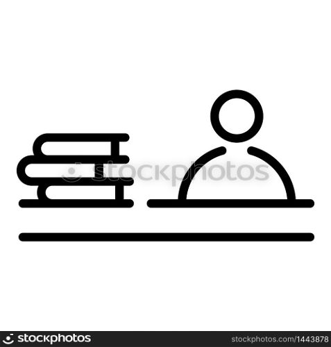 Man book stack icon. Outline man book stack vector icon for web design isolated on white background. Man book stack icon, outline style