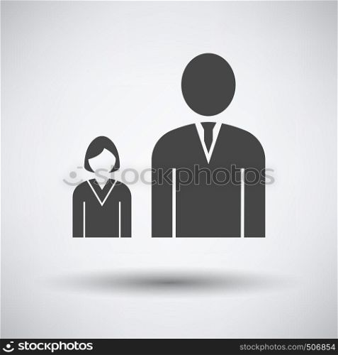 Man Boss With Subordinate Lady Icon on gray background, round shadow. Vector illustration.