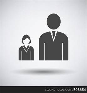 Man Boss With Subordinate Lady Icon on gray background, round shadow. Vector illustration.