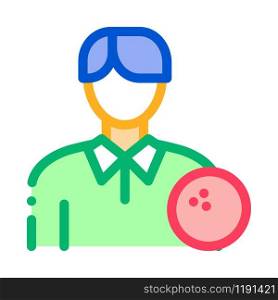 Man Bowling Gamer Icon Vector. Outline Man Bowling Gamer Sign. Isolated Contour Symbol Illustration. Man Bowling Gamer Icon Vector Outline Illustration