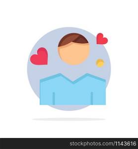 Man, Boy, Avatar, Person, Heart Abstract Circle Background Flat color Icon