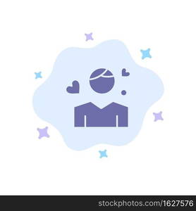 Man, Boy, Avatar, Person, Heart Blue Icon on Abstract Cloud Background