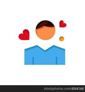 Man, Boy, Avatar, Person, Heart Flat Color Icon. Vector icon banner Template
