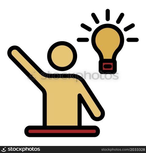 Man bulb idea icon. Outline man bulb idea vector icon color flat isolated. Man bulb idea icon color outline vector