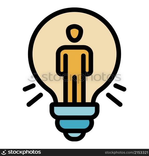 Man bulb idea icon. Outline man bulb idea vector icon color flat isolated. Man bulb idea icon color outline vector