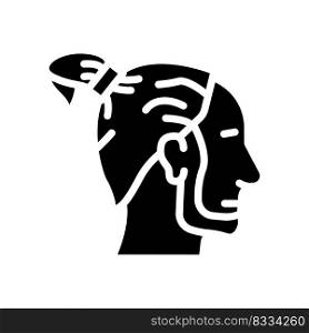 man bun hairstyle male glyph icon vector. man bun hairstyle male sign. isolated symbol illustration. man bun hairstyle male glyph icon vector illustration