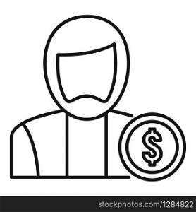 Man buyer icon. Outline man buyer vector icon for web design isolated on white background. Man buyer icon, outline style