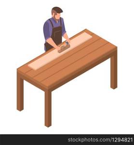 Man carpenter icon. Isometric of man carpenter vector icon for web design isolated on white background. Man carpenter icon, isometric style