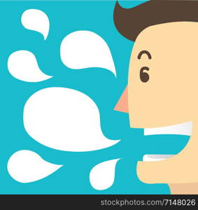man cartoon talk and chat box background vector