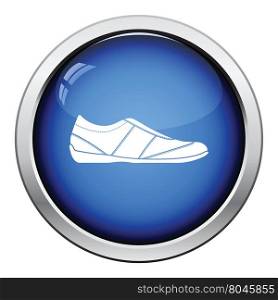 Man casual shoe icon. Glossy button design. Vector illustration.