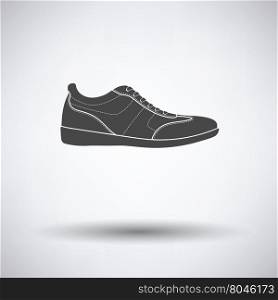 Man casual shoe icon on gray background with round shadow. Vector illustration.