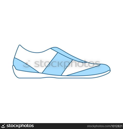 Man Casual Shoe Icon. Thin Line With Blue Fill Design. Vector Illustration.