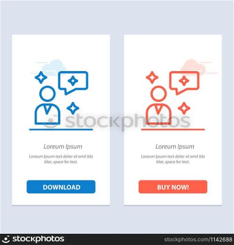 Man Chat, Chatting, Interface Blue and Red Download and Buy Now web Widget Card Template