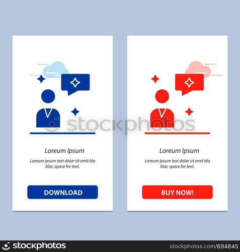 Man Chat, Chatting, Interface Blue and Red Download and Buy Now web Widget Card Template