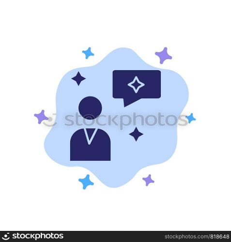 Man Chat, Chatting, Interface Blue Icon on Abstract Cloud Background