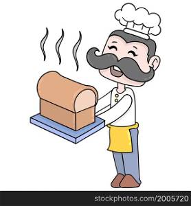 man chef serving white bread
