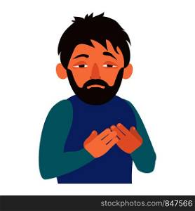 Man chest pain icon. Cartoon of man chest pain vector icon for web design isolated on white background. Man chest pain icon, cartoon style