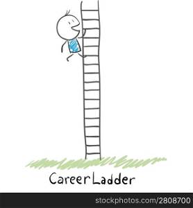 Man climbing the career ladder. Illustration.