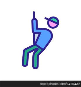 man climbs on rope icon vector. man climbs on rope sign. color symbol illustration. man climbs on rope icon vector outline illustration