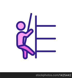 man climbs with wall insurance icon vector. man climbs with wall insurance sign. color symbol illustration. man climbs with wall insurance icon vector outline illustration