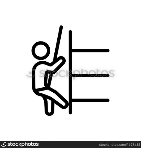 man climbs with wall insurance icon vector. man climbs with wall insurance sign. isolated contour symbol illustration. man climbs with wall insurance icon vector outline illustration