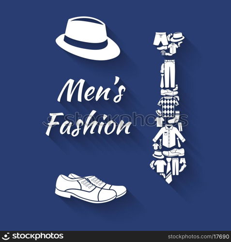 Man clothes elements in tie shape hat and boots concept vector illustration.