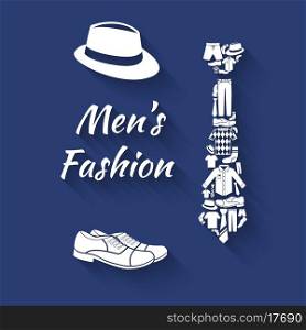 Man clothes elements in tie shape hat and boots concept vector illustration.