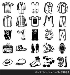 Man clothes icon set - Vector. Accessories and apparel.