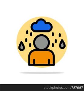 Man, Cloud, Rainy Abstract Circle Background Flat color Icon