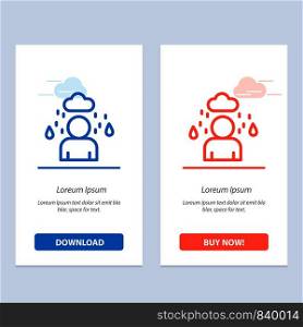 Man, Cloud, Rainy Blue and Red Download and Buy Now web Widget Card Template