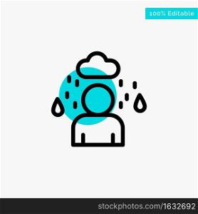Man, Cloud, Rainy turquoise highlight circle point Vector icon