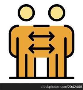 Man cooperation icon. Outline man cooperation vector icon color flat isolated. Man cooperation icon color outline vector