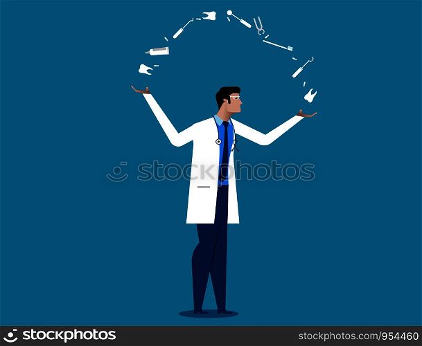 Man dentist hospital workers. Concept medical vector illustration