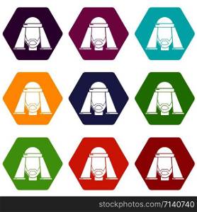 Man egypt icons 9 set coloful isolated on white for web. Man egypt icons set 9 vector